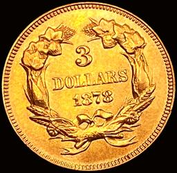 1878 $3 Gold Piece CHOICE BU