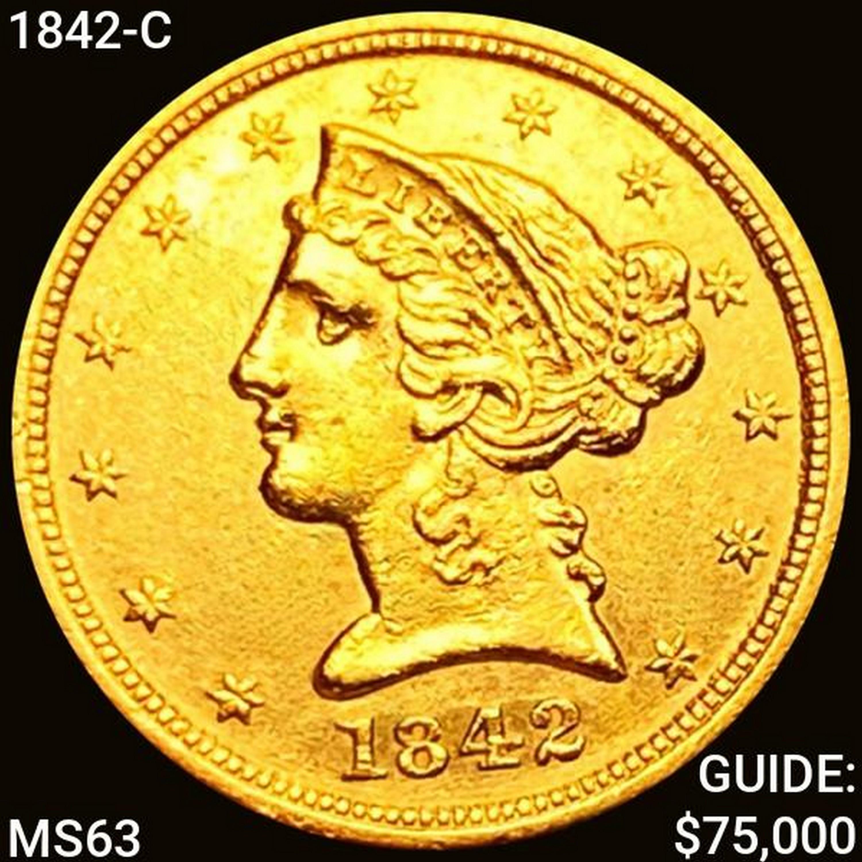 1842-C $5 Gold Half Eagle CHOICE BU