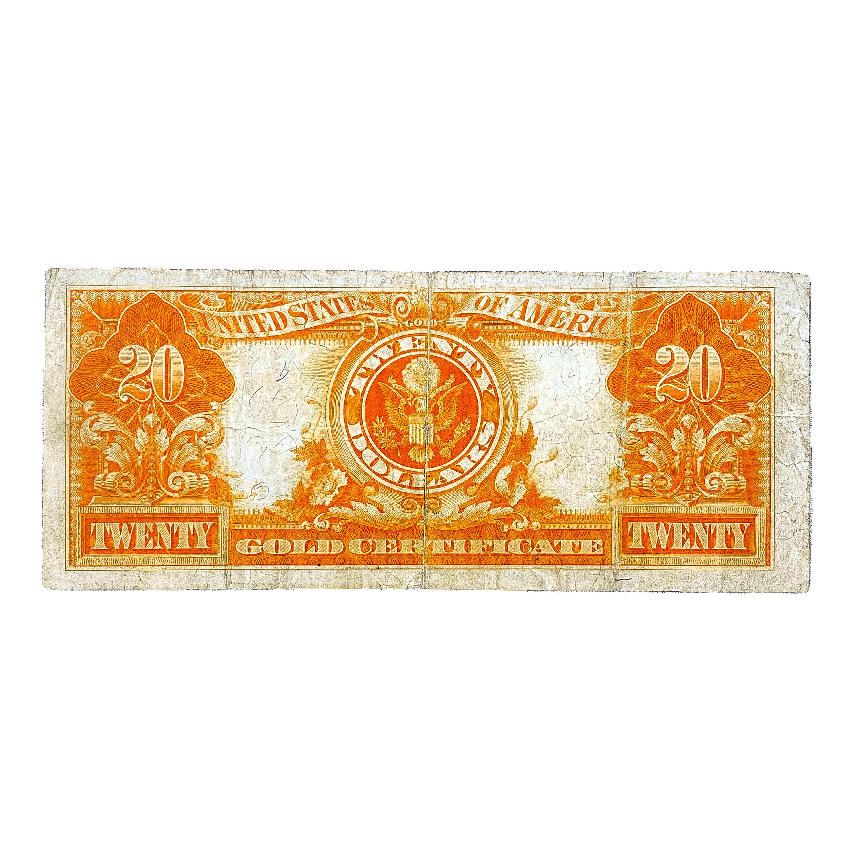 1922 $20 US Gold Certificate