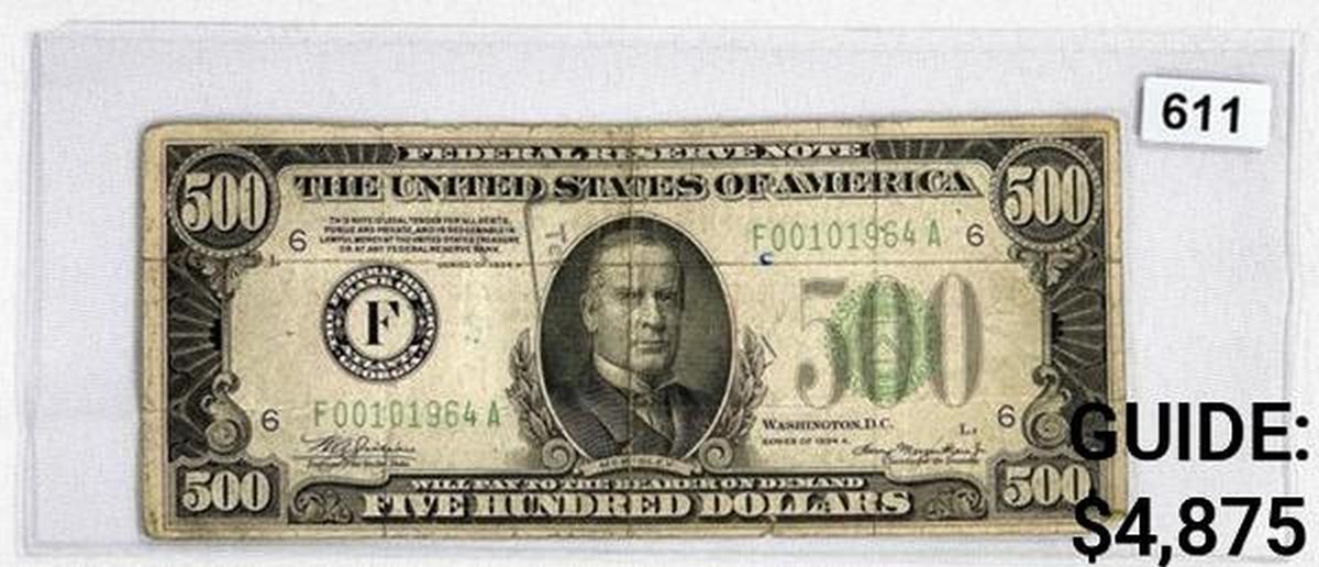 1934 A $500 Fed. Reserve Note