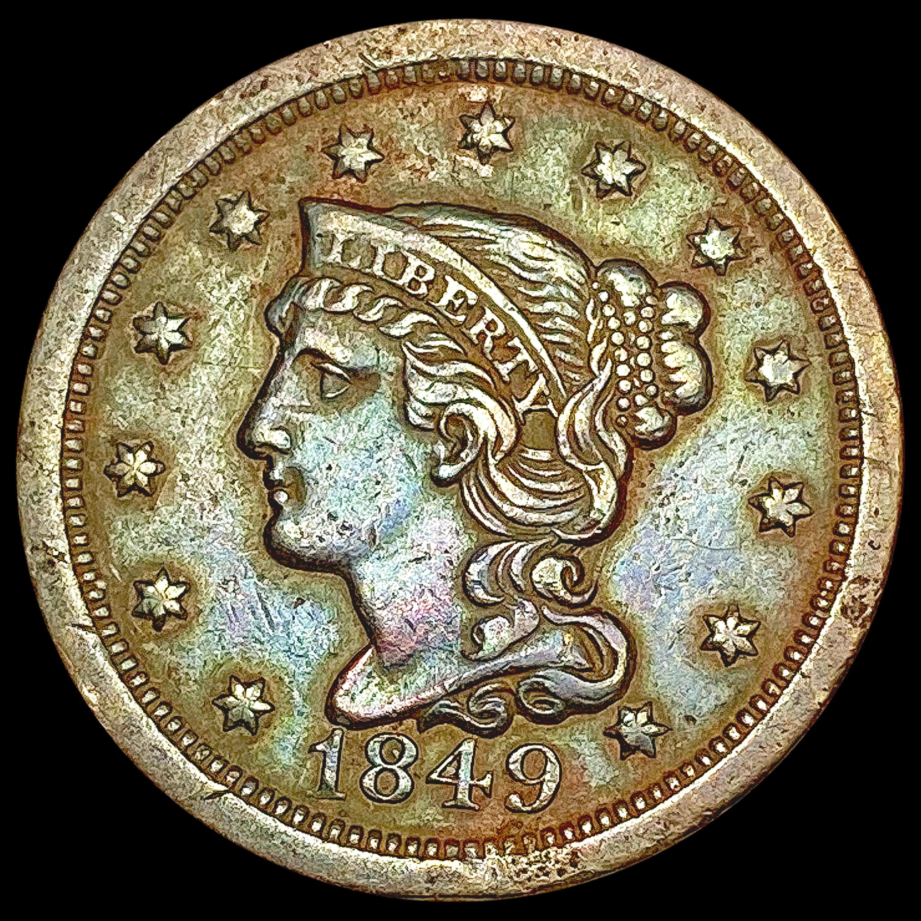 1849 Braided Hair Large Cent NEARLY UNCIRCULATED