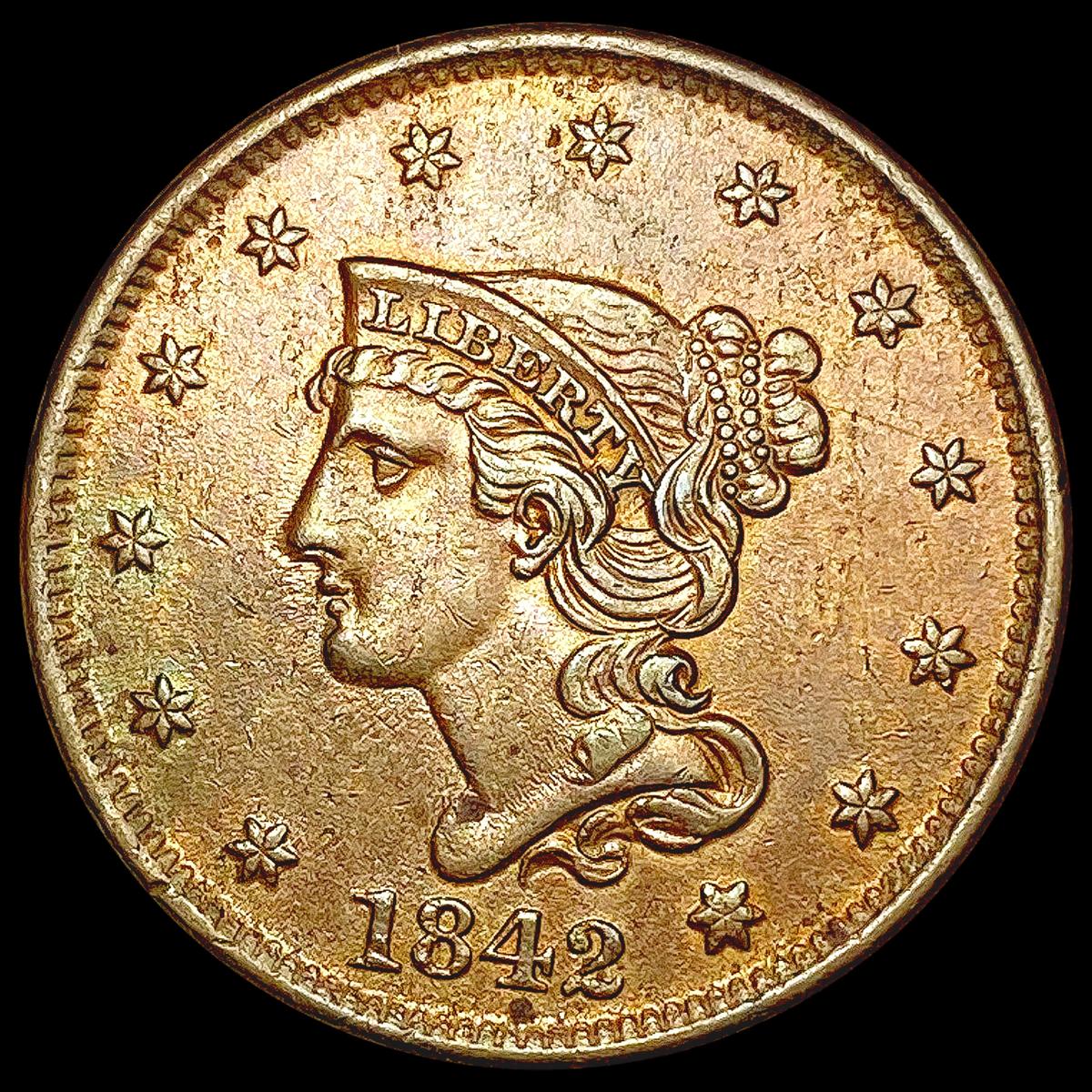 1842 Braided Hair Large Cent CHOICE AU