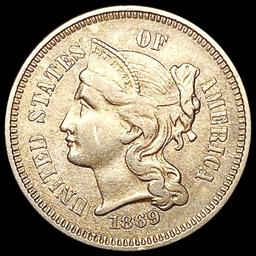 1869 Nickel Three Cent CLOSELY UNCIRCULATED