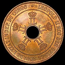 1889 Belgium Congo 10 Cents CHOICE AU