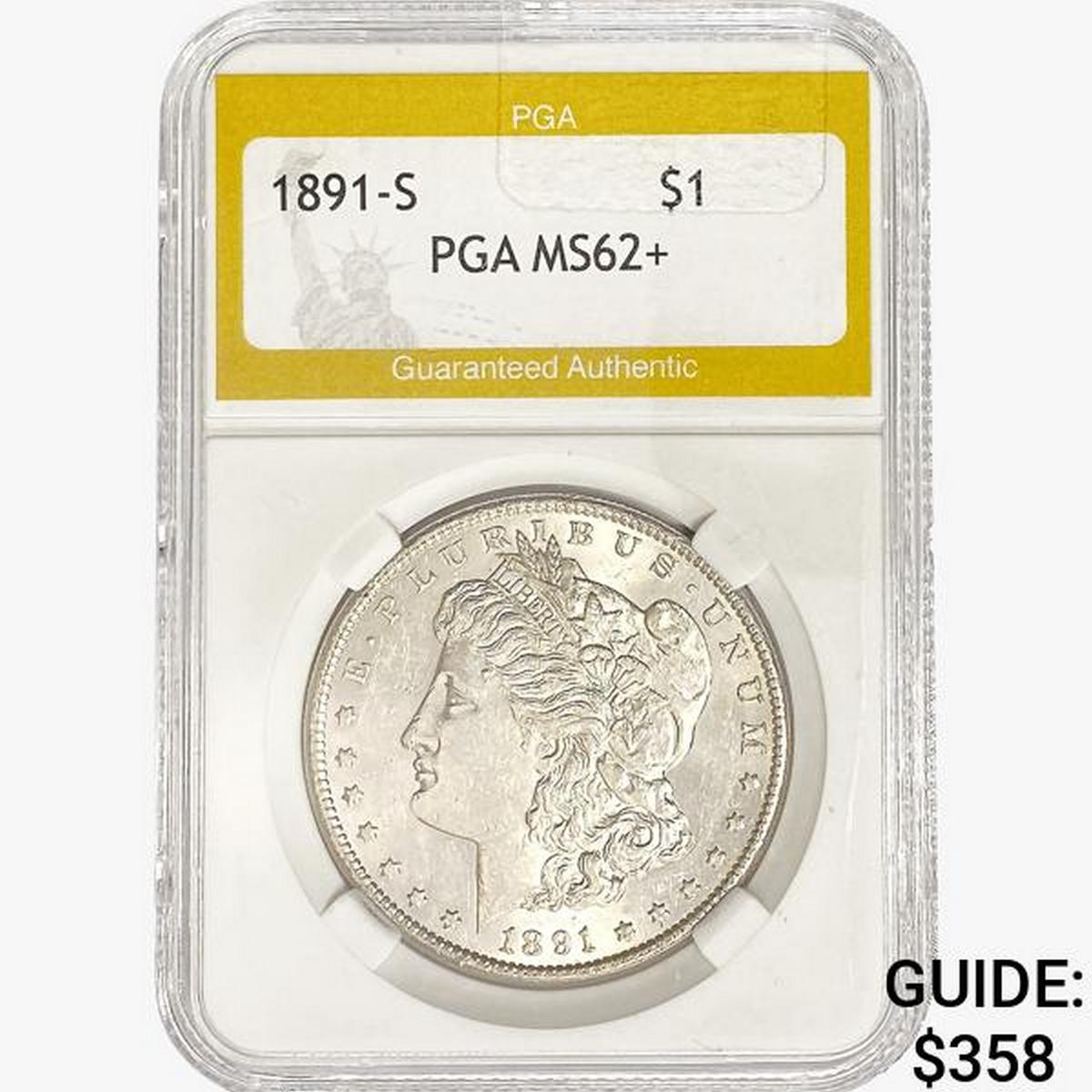 1891-S Morgan Silver Dollar PGA MS62+