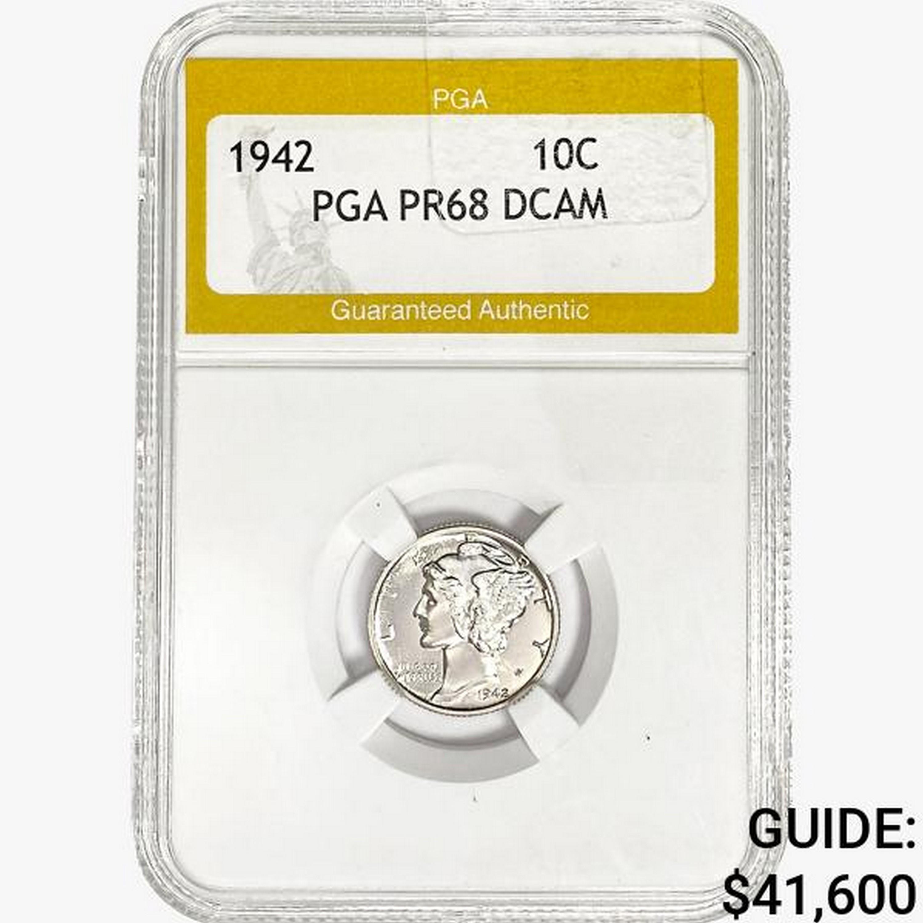 1942 Mercury Silver Dime PGA PR68 DCAM