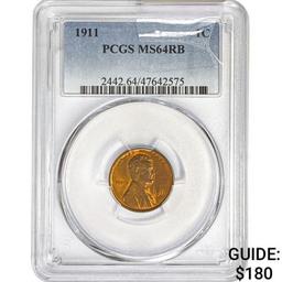 1911 Wheat Cent PCGS MS64 RB