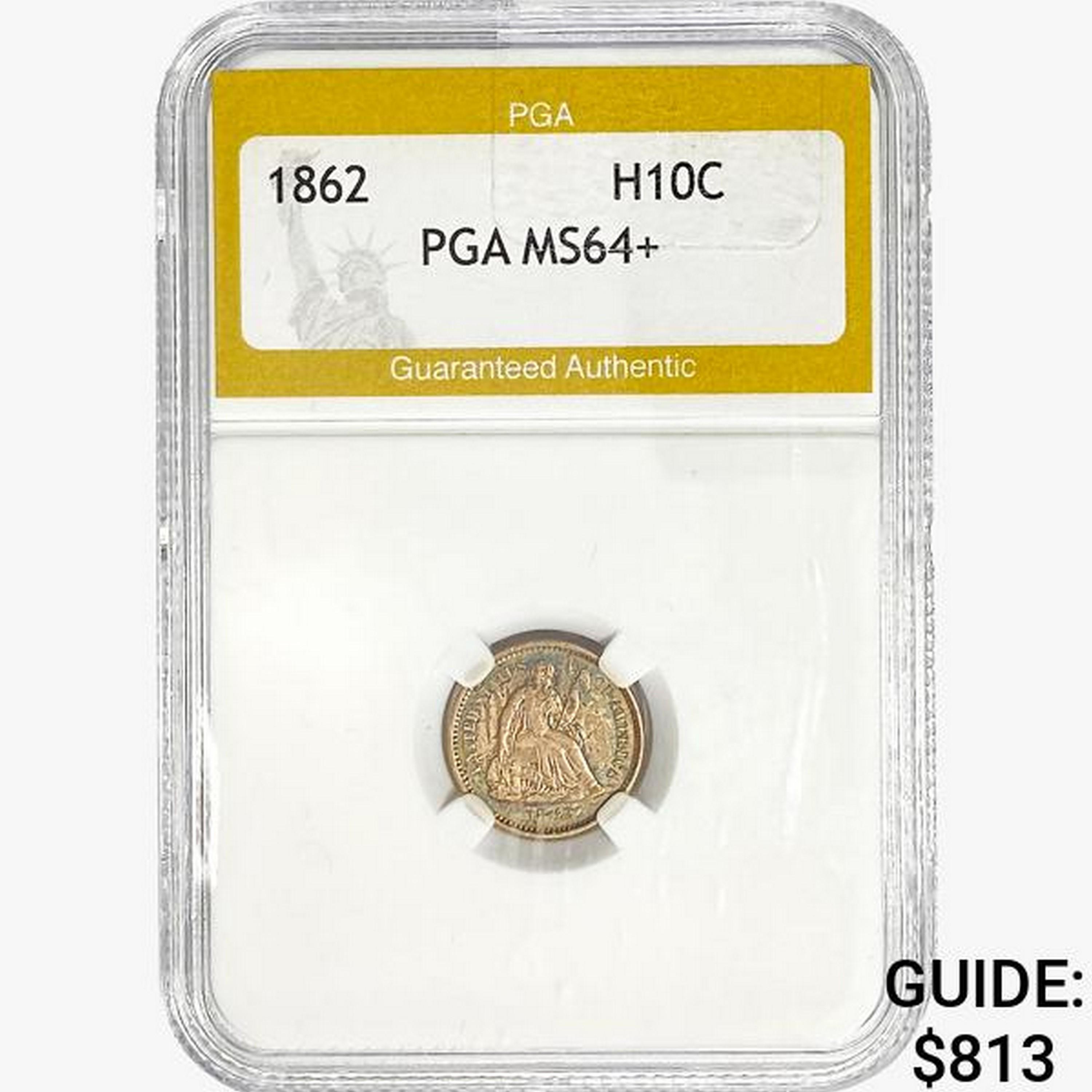 1862 Seated Liberty Half Dime PGA MS64+