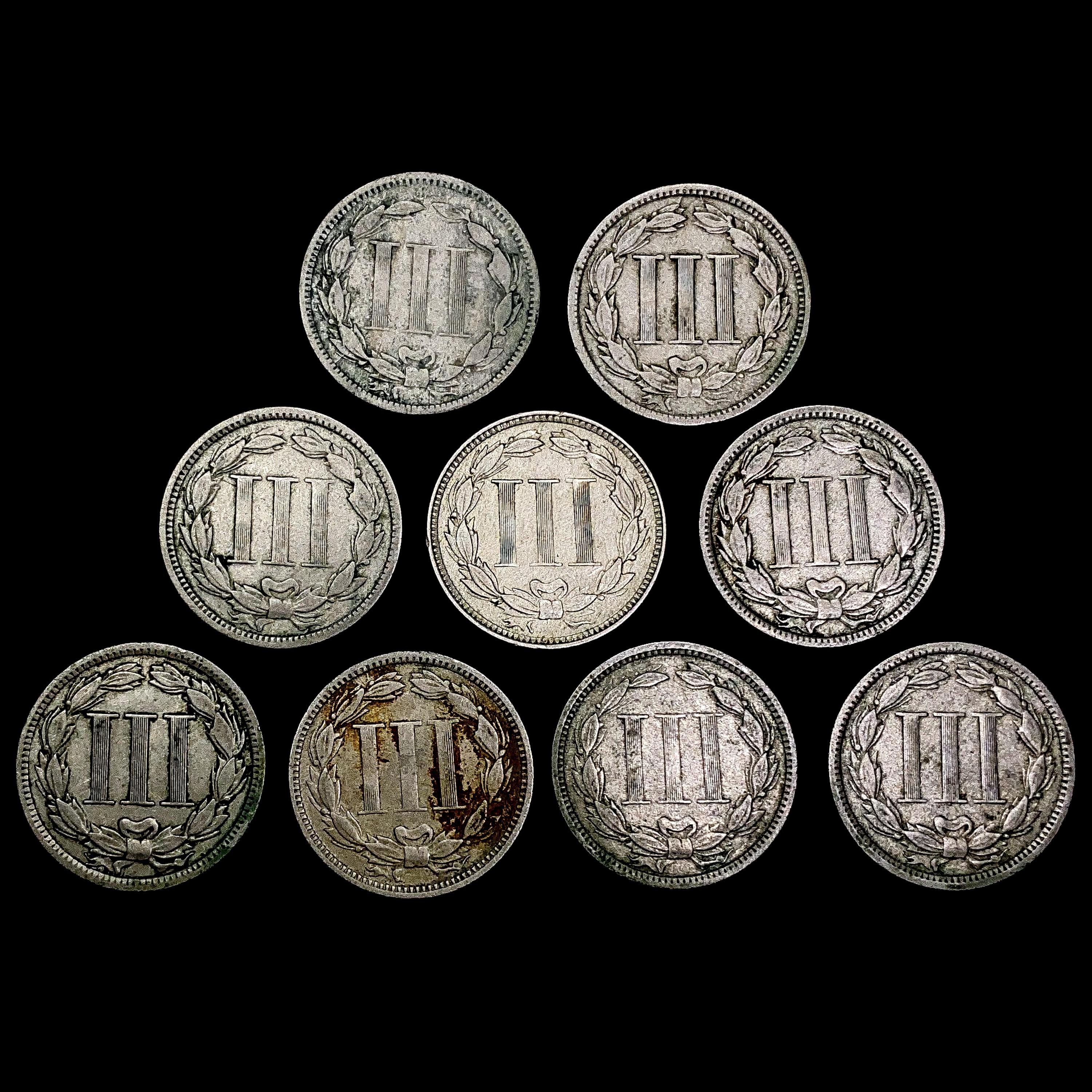 [9] Nickel 3 Cents [1865, 1868, [2] 1870, 1872, [2