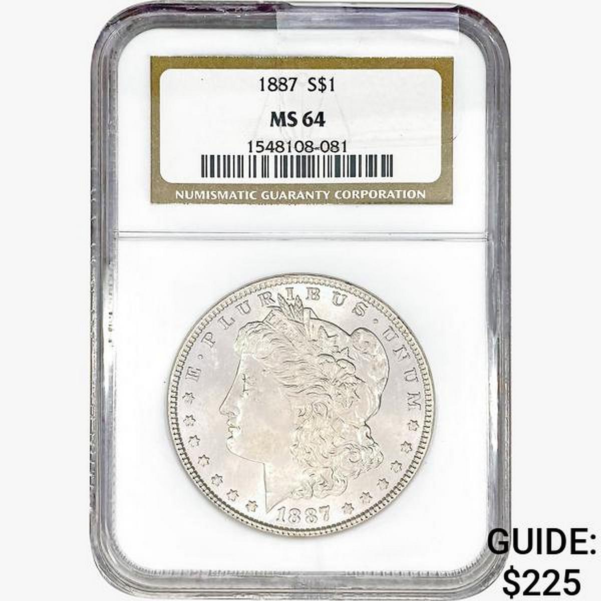 1887 Morgan Silver Dollar NGC MS64