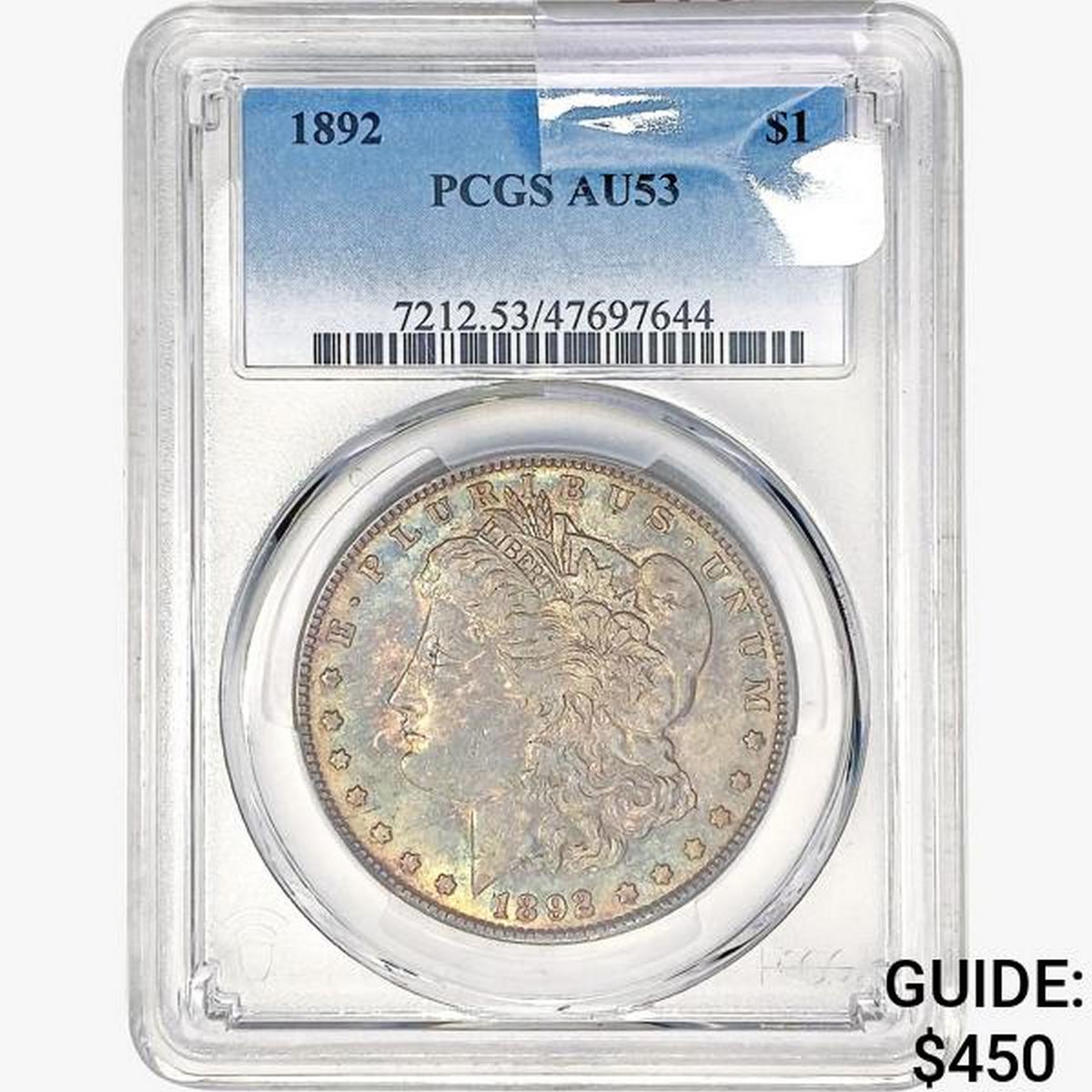 1892 Morgan Silver Dollar PCGS AU53