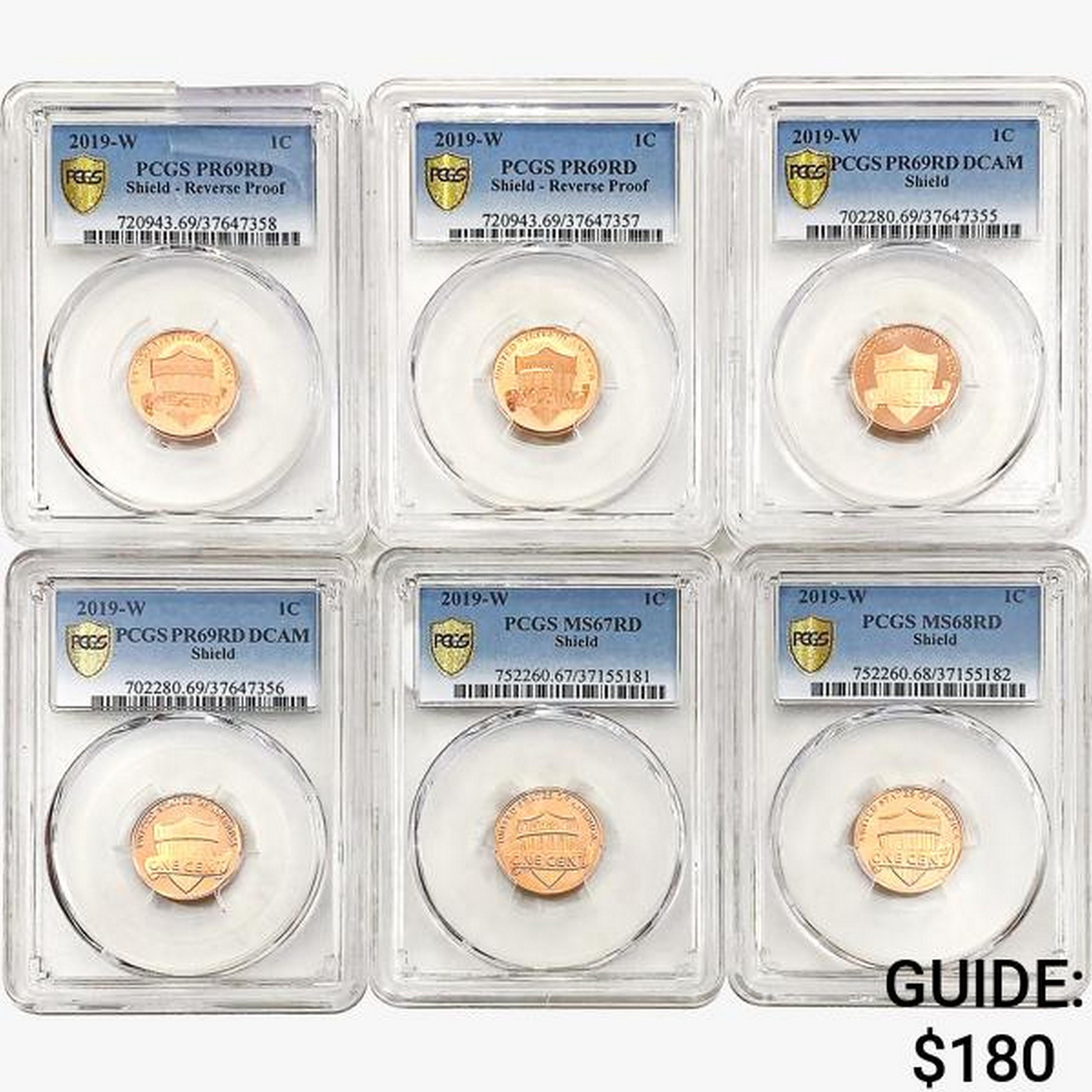 2019-W [6] Shield Cent PCGS PR/MS67/68/69 RD