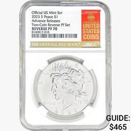 2023-S Silver Peace Dollar NGC REV PF70 AR, Two-Co