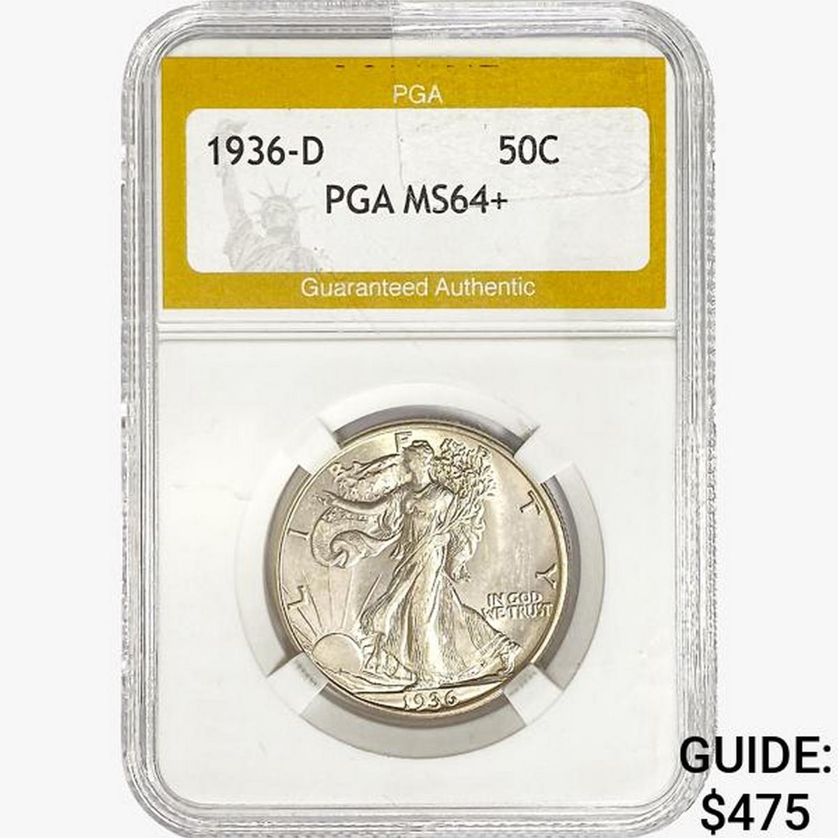 1936-D Walking Liberty Half Dollar PGA MS64+