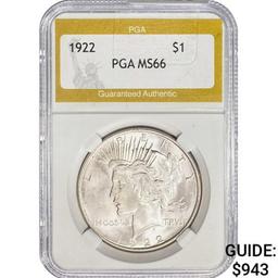 1922 Silver Peace Dollar PGA MS66