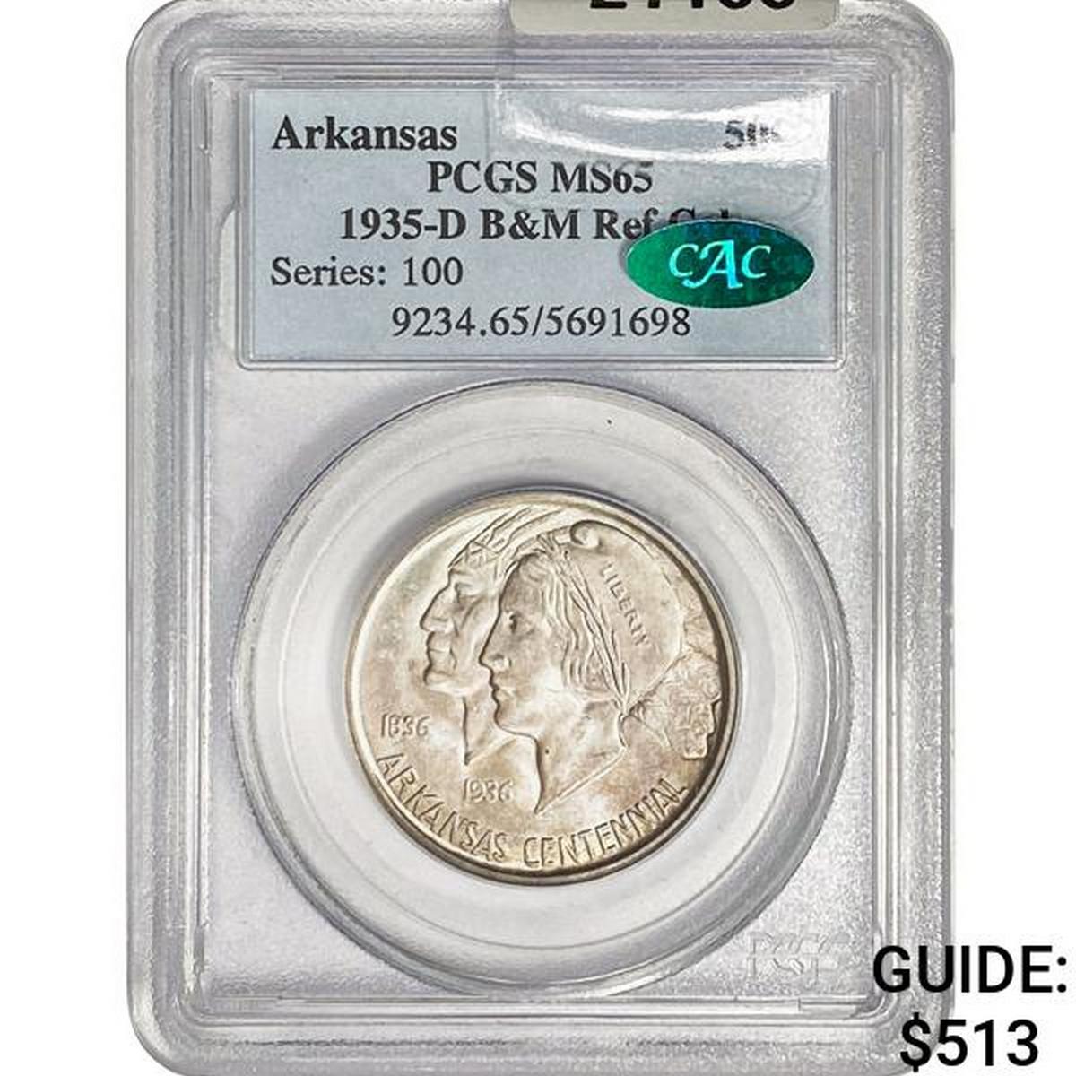1935-D CAC Arkansas Half Dollar PCGS MS65 B&M Ref