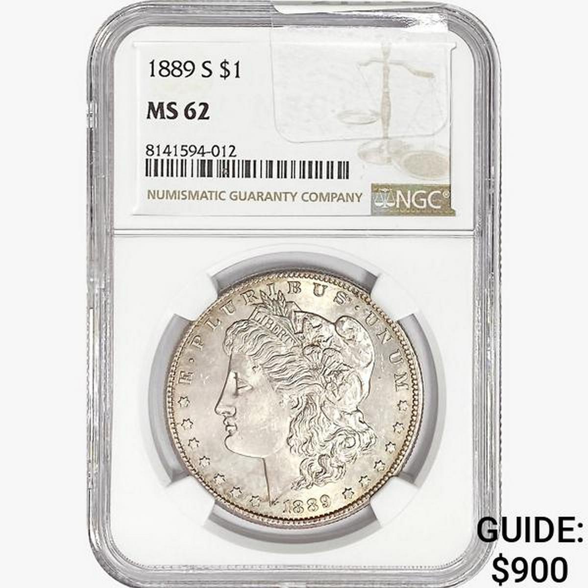 1889-S Morgan Silver Dollar NGC MS62