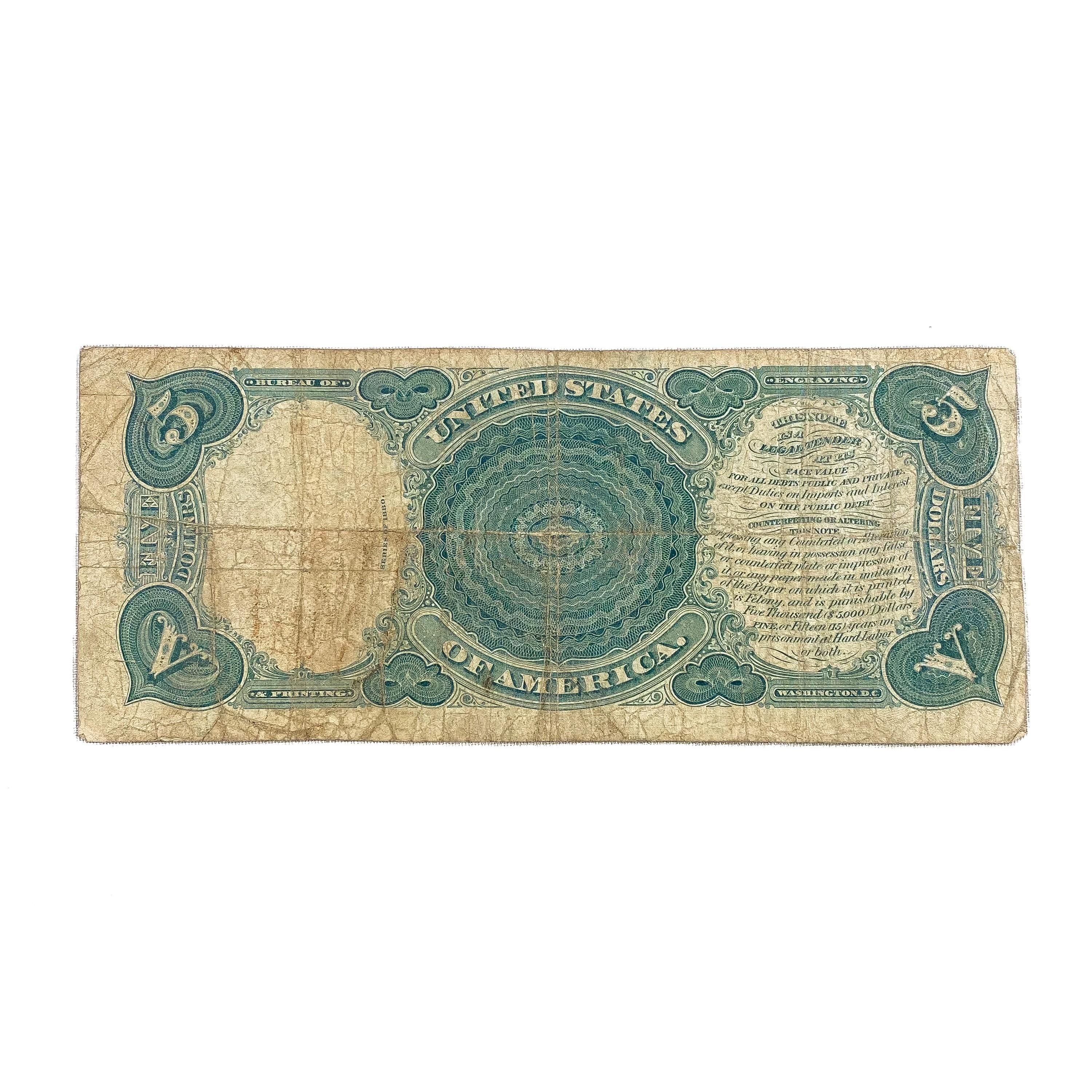 1880 $5 WOODCHOPPER LT UNITED STATES NOTE