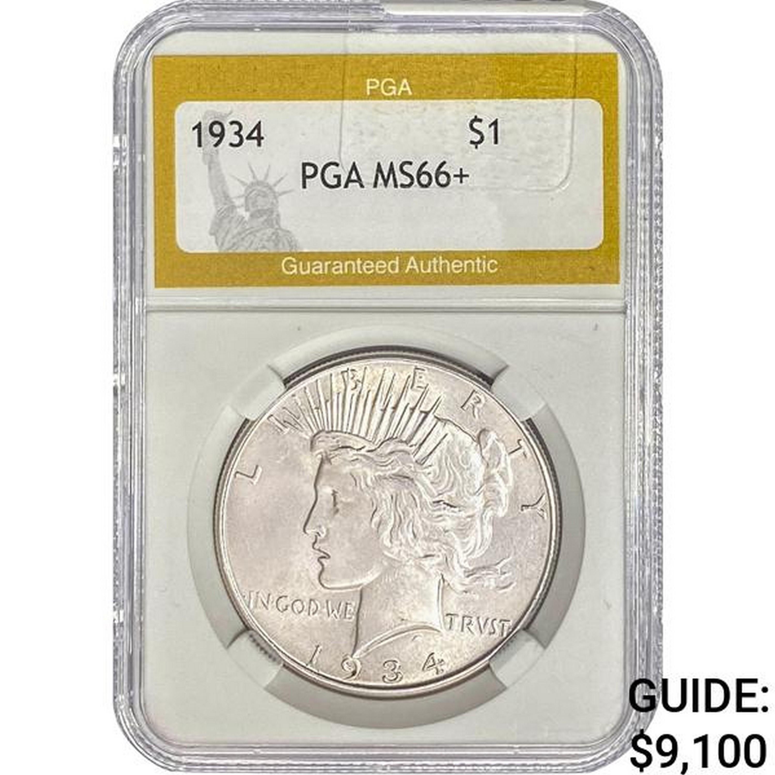 1934 Silver Peace Dollar PGA MS66+