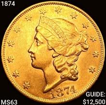 1874 $20 Gold Double Eagle