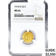 1914-D $2.50 Gold Quarter Eagle NGC MS62