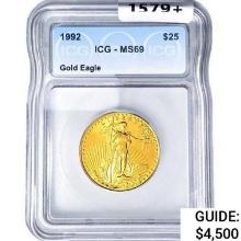 1992 US 1/2oz Gold $25 Eagle ICG MS69