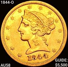 1844-O $5 Gold Half Eagle CHOICE AU