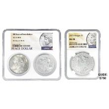 2023 Morgan & 2023 Peace Dollars NGC MS70 , 1923 Peace GEM  3 Coin Set