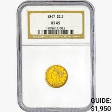 1847 $2.50 Gold Quarter Eagle NGC XF45