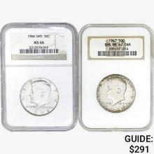 1966-1967 [2] Kennedy Half Dollar NGC MS66/67