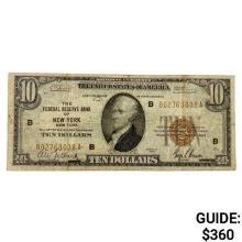 1929 $10 US Bank of New York Fed Res Note