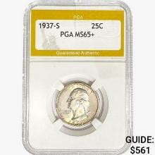 1937-S Washington Silver Quarter PGA MS65+