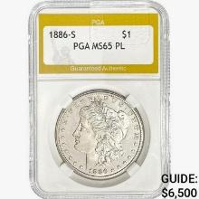 1886-S Morgan Silver Dollar PGA MS65 PL