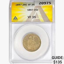 1857 Seated Liberty Quarter ANACS VF35