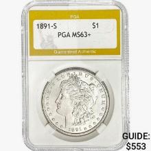 1891-S Morgan Silver Dollar PGA MS63+