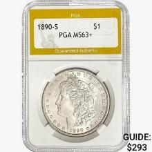 1890-S Morgan Silver Dollar PGA MS63+