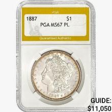 1887 Morgan Silver Dollar PGA MS67 PL