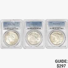 1923&1925 [3] Silver Peace Dollar PCGS MS62