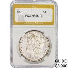 1878-S Morgan Silver Dollar PGA MS66 PL
