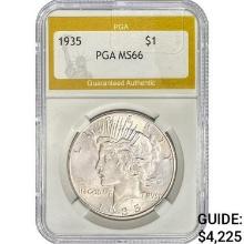 1935 Silver Peace Dollar PGA MS66