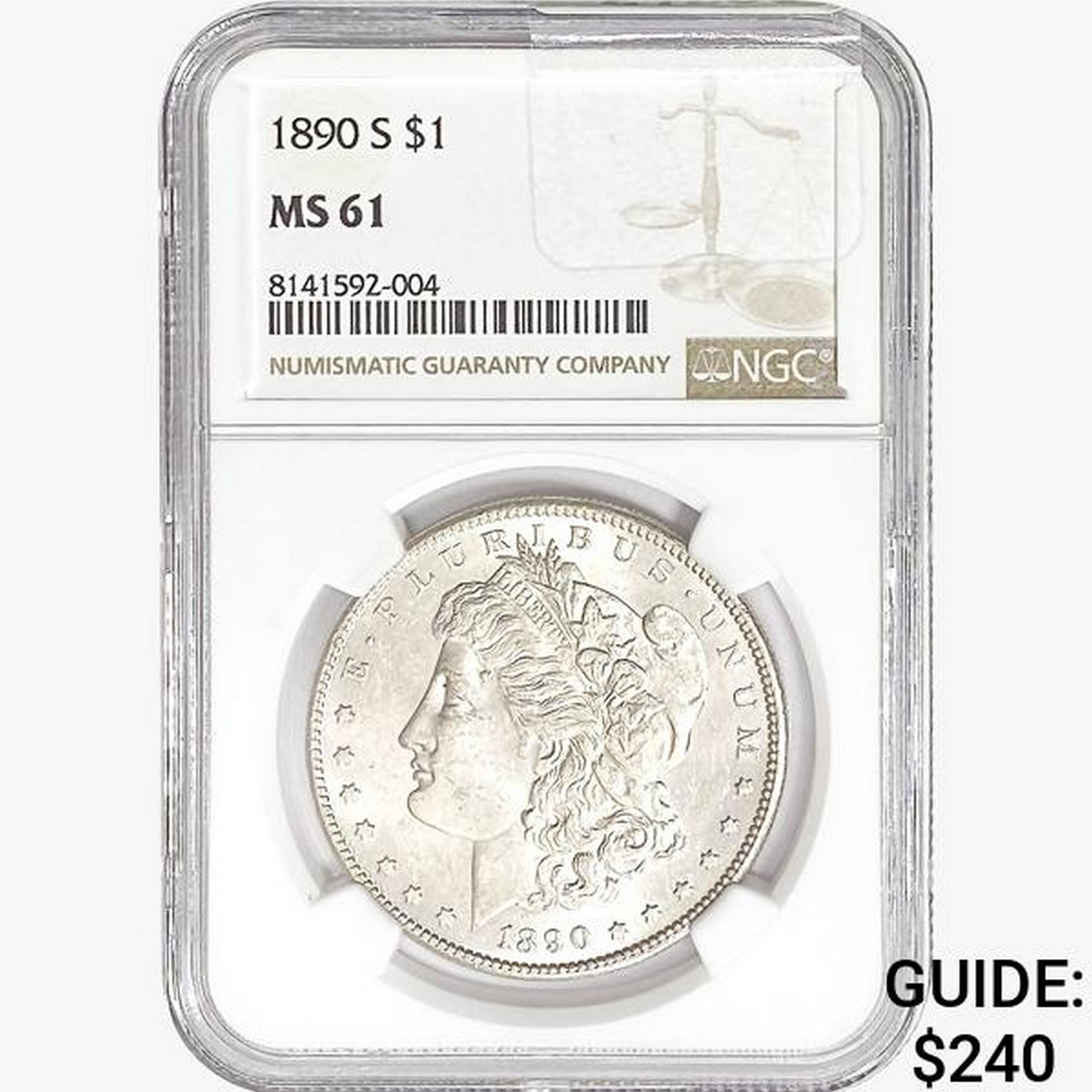 1890-S Morgan Silver Dollar NGC MS61