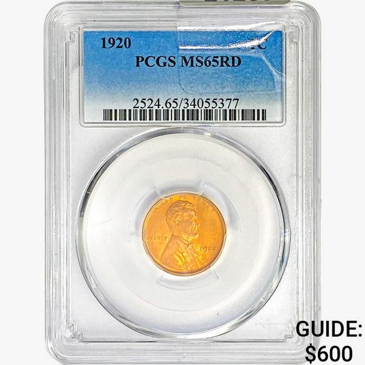 1920 Wheat Cent PCGS MS65 RD