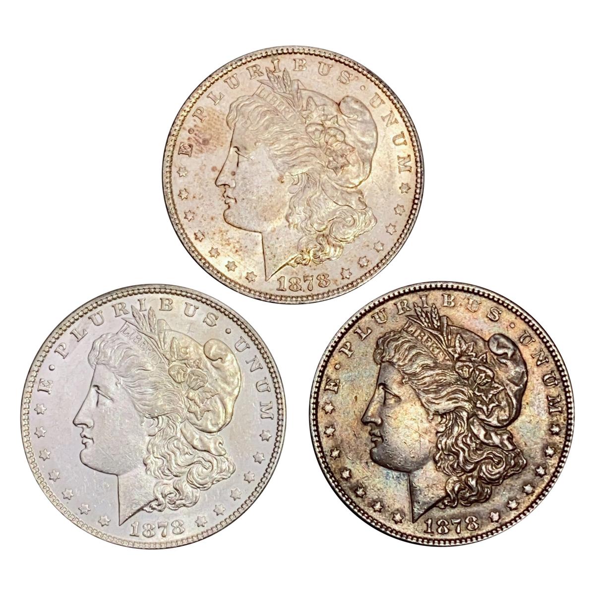 1878 7/8 TF Morgan Silver Dollars [3 Coins]