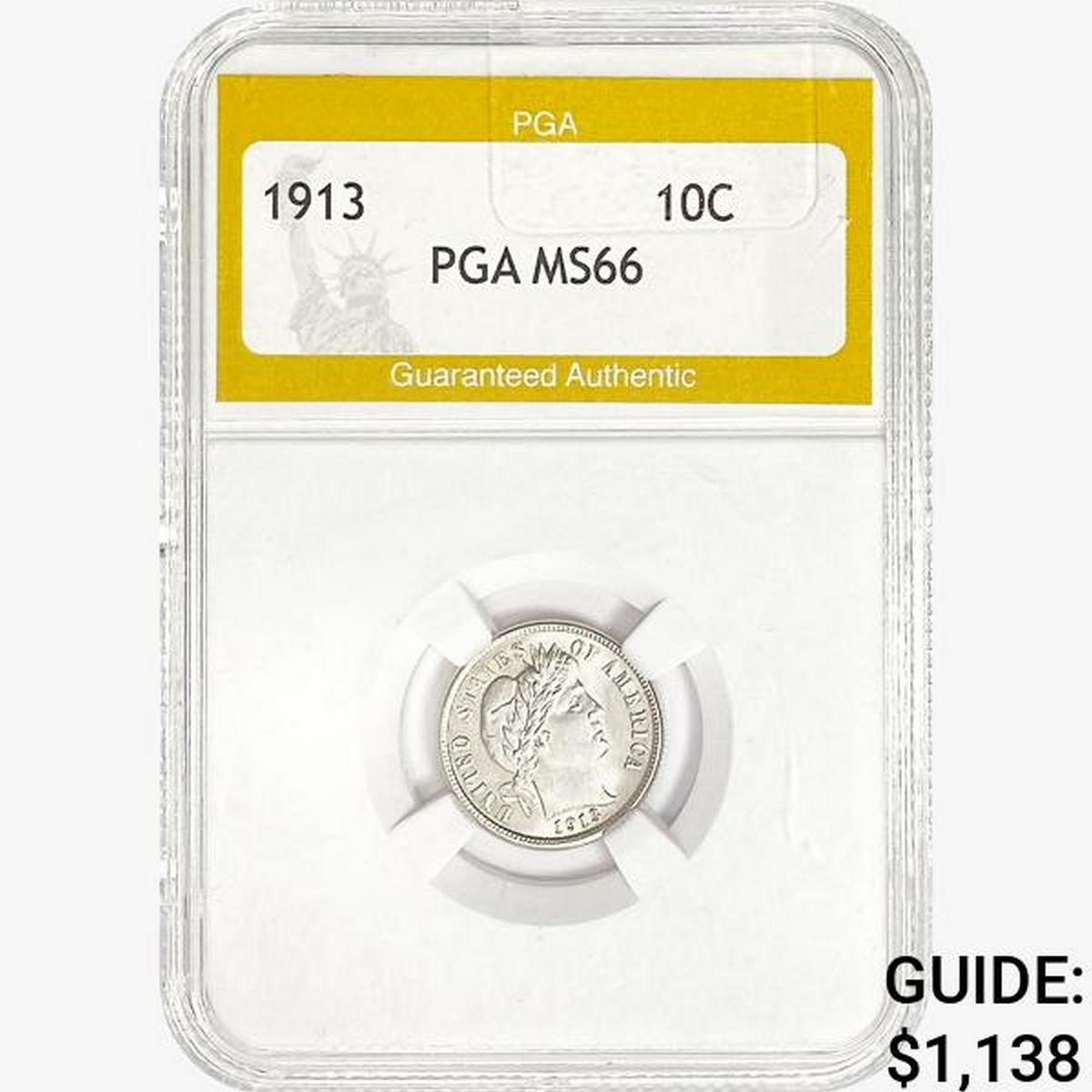 1913 Barber Dime PGA MS66