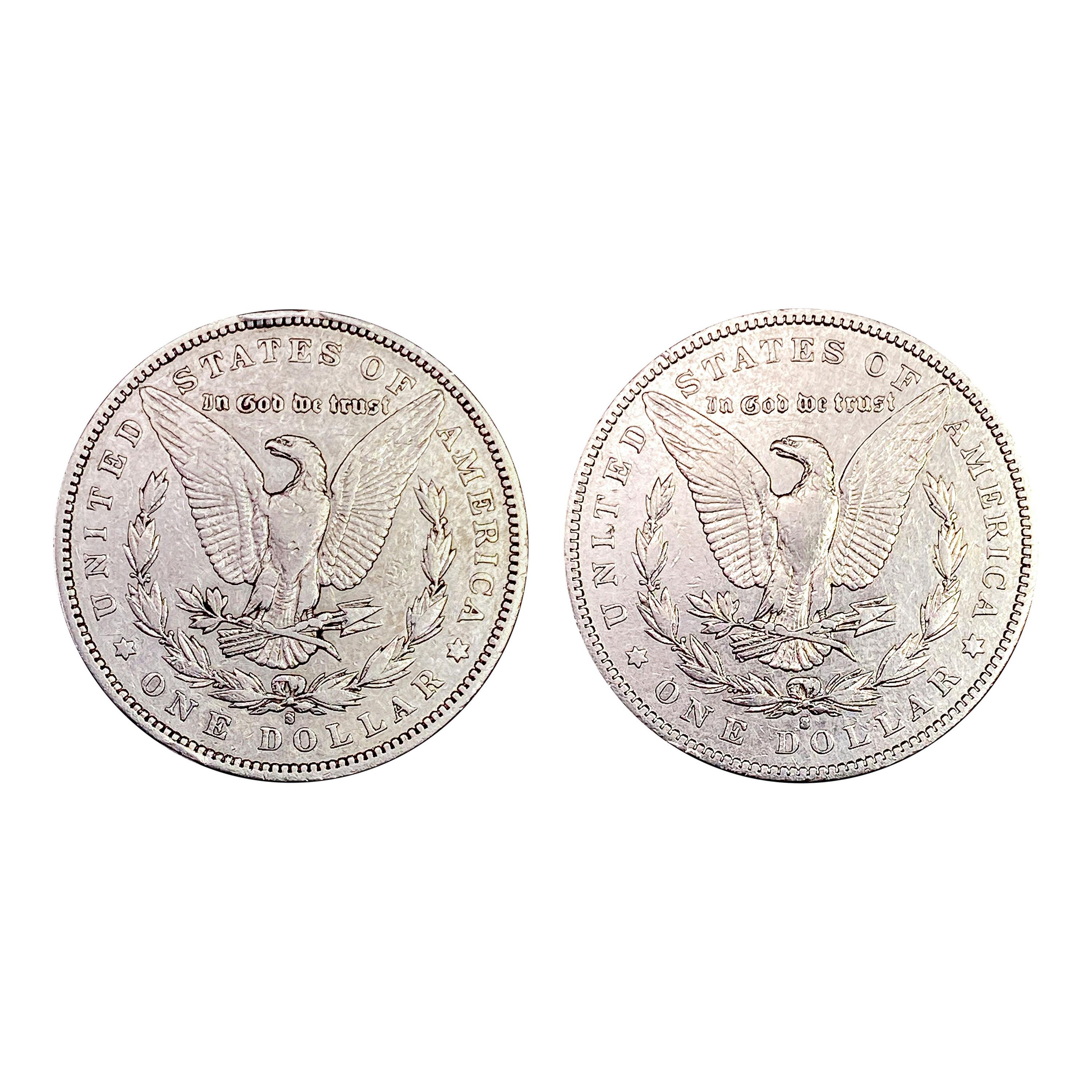 1892-S Morgan Silver Dollars Pair [2 Coins]