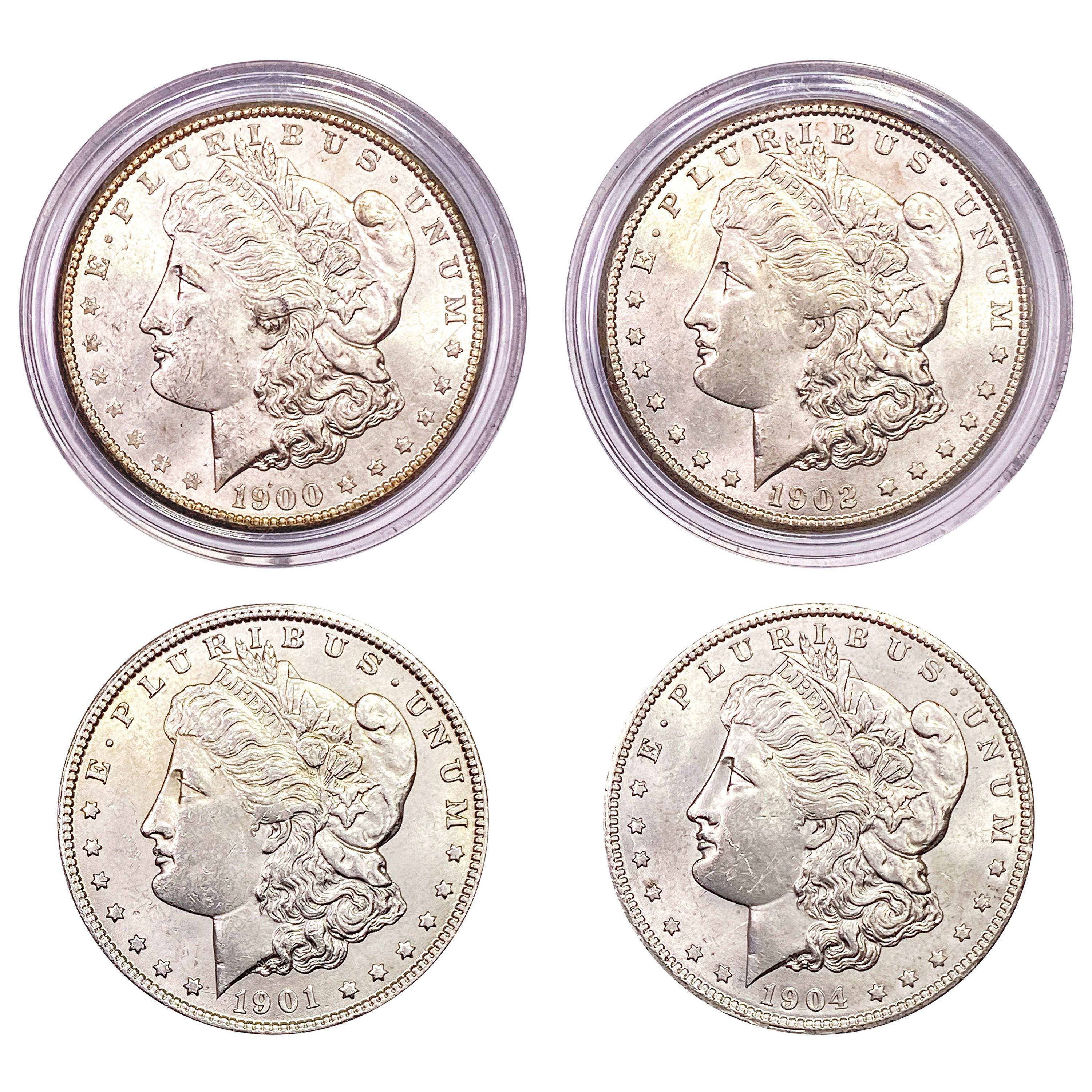 1900-1904 UNC Morgan Silver Dollars [4 Coins]