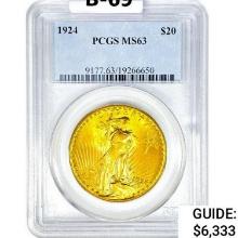 1924 $20 Gold Double Eagle PCGS MS63