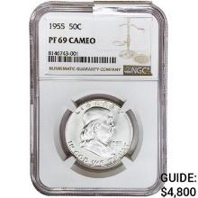 1955 Franklin Half Dollar NGC PF69 Cameo