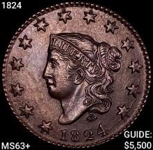 1824 Coronet Head Cent CHOICE BU+