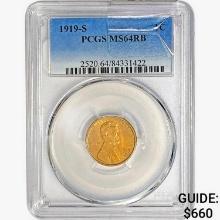 1919-S Wheat Cent PCGS MS64 RB